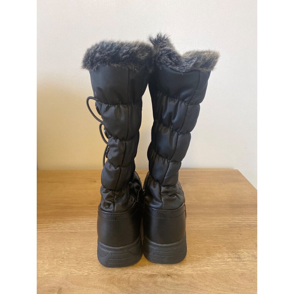 Women's Faux Fur-Lined Winter Snow Boots Waterproof Black Size 8M Zipper Closure - Picture 4 of 7